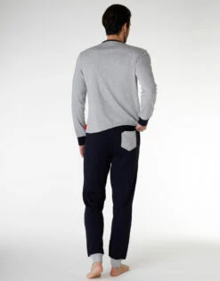Pyjama Long Pour Homme En Jersey De Coton, Gris Chiné 9 Pyjama Long Pour Homme En Jersey De Coton, Gris Chiné -Offres DIM Boutique D0CH2PS ANE 02