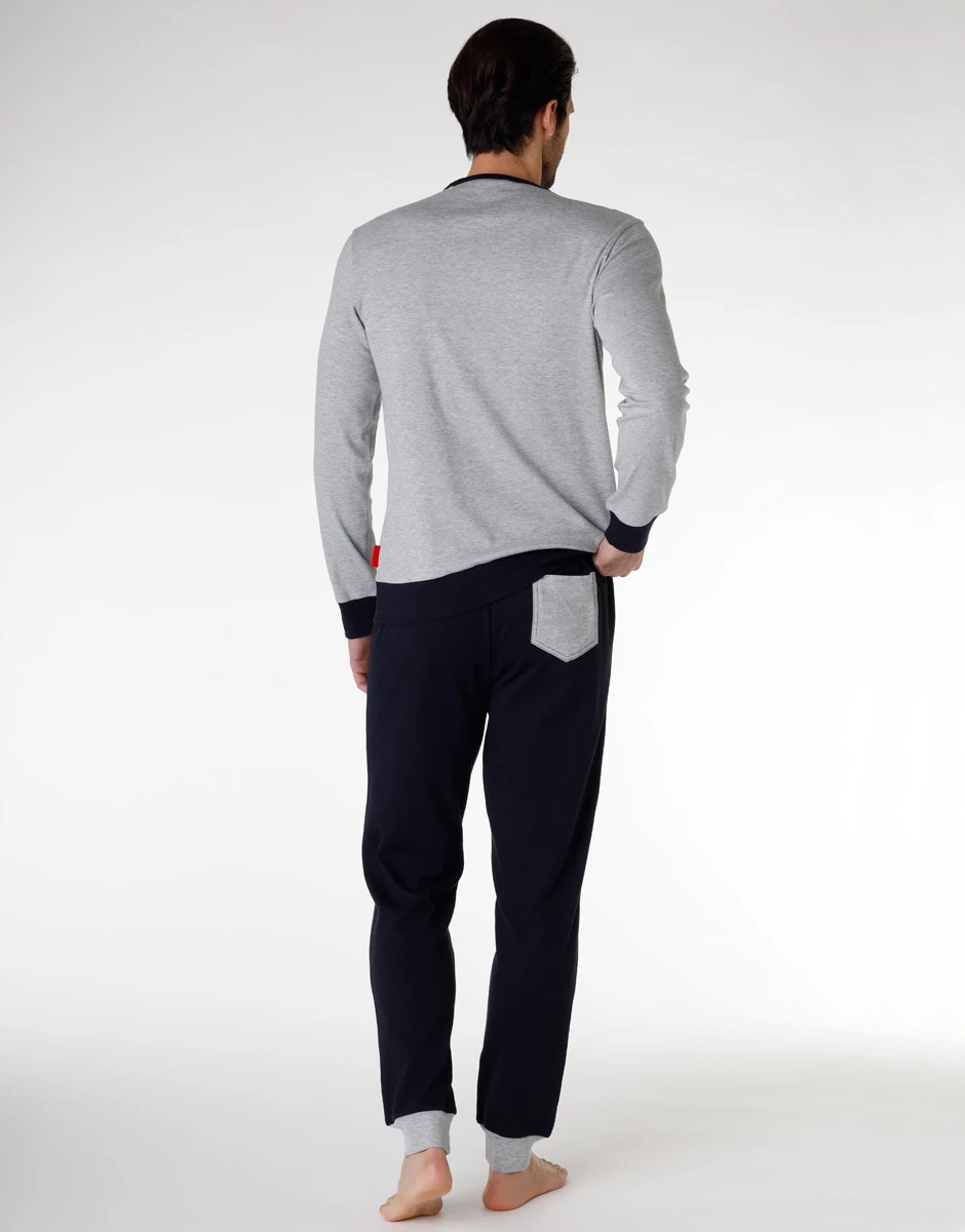 Pyjama Long Pour Homme En Jersey De Coton, Gris Chiné 5 Pyjama Long Pour Homme En Jersey De Coton, Gris Chiné – Image 3