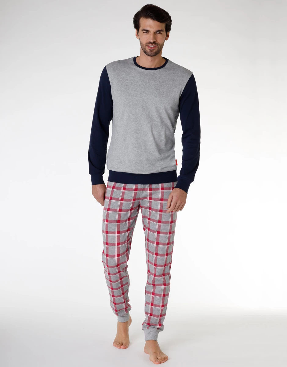 Pyjama Homme Long En Coton Interlock, Gris Chiné 3 Pyjama Homme Long En Coton Interlock, Gris Chiné