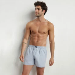 Caleçon Homme En Coton Bleu Dragée Dim Collection