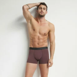 Boxer Homme En Coton Modal Chocolat à Ceinture Noire Dim Classic