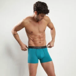 Boxer Homme Coton Modal Vert à Ceinture Noire Dim Classic