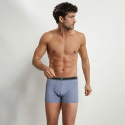 Boxer Homme En Coton Modal Côtelé Bleu Outremer Dim Elegant