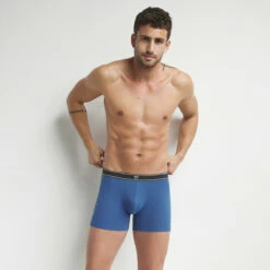 Boxer Homme En Coton Modal Côtelé Bleu Olympe Dim Elegant -Offres DIM Boutique D0CI9C1 DJ9 01 1