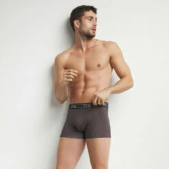 Boxer Homme En Coton Stretch à Imprimé Tartan Marine Dim Fancy -Offres DIM Boutique D0CIBC1 AR6 01 1