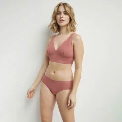 Brassière Femme Coton Côtelé Et Dentelle Bois De Rose Dim Coton Lace -Offres DIM Boutique D0CICC1 A7U 03