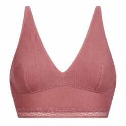 Brassière Femme Coton Côtelé Et Dentelle Bois De Rose Dim Coton Lace -Offres DIM Boutique D0CICC1 A7U 05