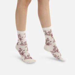 Socquettes Femme En Coton Motif Toile De Jouy Écru Madame Dim -Offres DIM Boutique D0CJOM1 APH 01 1
