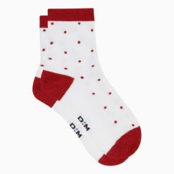 Socquettes Femme En Lurex Brillant Blanc à Pois Rouges Madame Dim -Offres DIM Boutique D0CJQM1 APJ 02