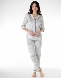 Chemise De Pyjama Avec ¾ Des Manches En Satin, Rayures Noires Et Blanches -Offres DIM Boutique D0CKSP1 ANN 01 1