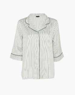 Chemise De Pyjama Avec ¾ Des Manches En Satin, Rayures Noires Et Blanches -Offres DIM Boutique D0CKSP1 ANN 03