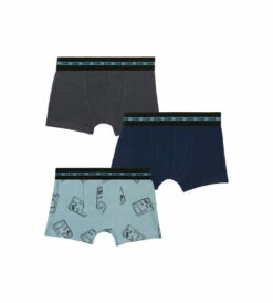 Lot De 3 Boxers Garçon Coton Stretch Motif Gameboy Bleu EcoDim Mode