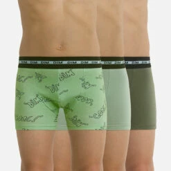 Lot De 3 Boxers Garçon Coton Stretch à Inscriptions Kaki EcoDim Mode -Offres DIM Boutique D0CN4C3 AM6 01 1