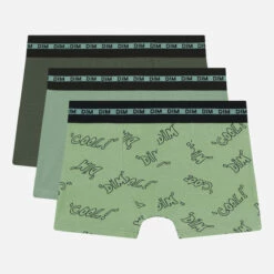 Lot De 3 Boxers Garçon Coton Stretch à Inscriptions Kaki EcoDim Mode -Offres DIM Boutique D0CN4C3 AM6 03