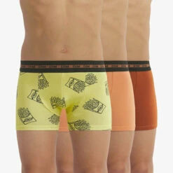 Lot De 3 Boxers Garçon Coton Stretch Motifs Frites Orange EcoDim Mode
