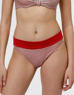 Bas De Maillot De Bain Haut, Rayures Rouges