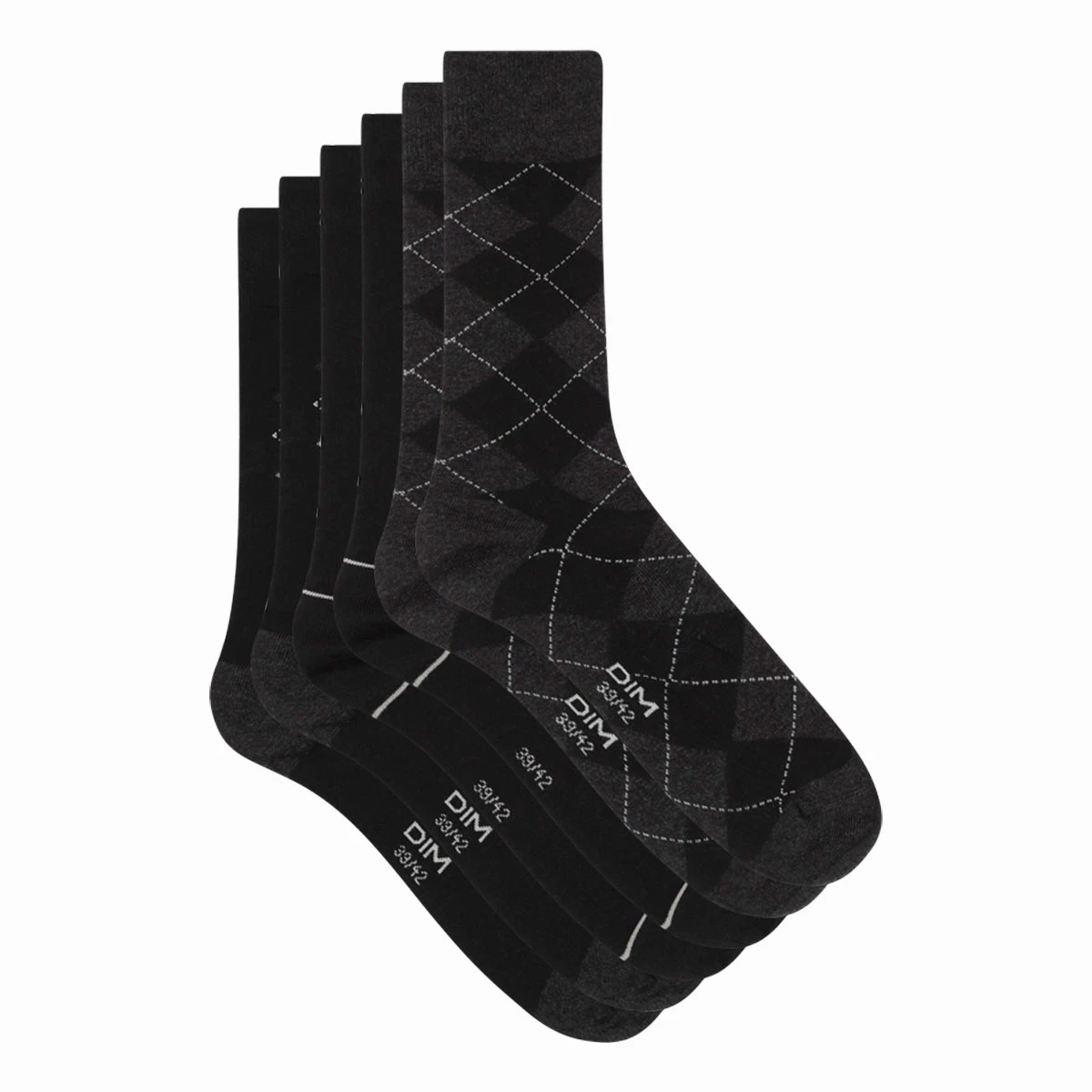 Lot De 3 Paires De Chaussettes Homme Noir à Carreaux Dim Coton Style 5 Lot De 3 Paires De Chaussettes Homme Noir à Carreaux Dim Coton Style – Image 3