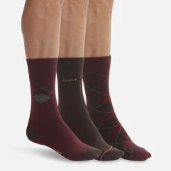 Lot De 3 Paires De Chaussettes Homme Marron à Carreaux Dim Coton Style