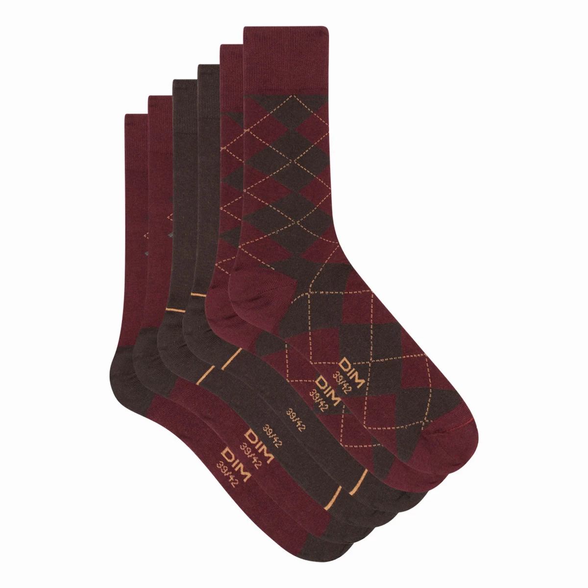 Lot De 3 Paires De Chaussettes Homme Marron à Carreaux Dim Coton Style 5 Lot De 3 Paires De Chaussettes Homme Marron à Carreaux Dim Coton Style – Image 3