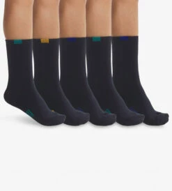 Lot De 5 Paires De Chaussettes Enfant En Coton Bleu Marine Écodim