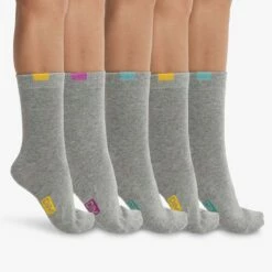 Lot De 5 Paires De Chaussettes Enfant En Coton Gris Clair Écodim