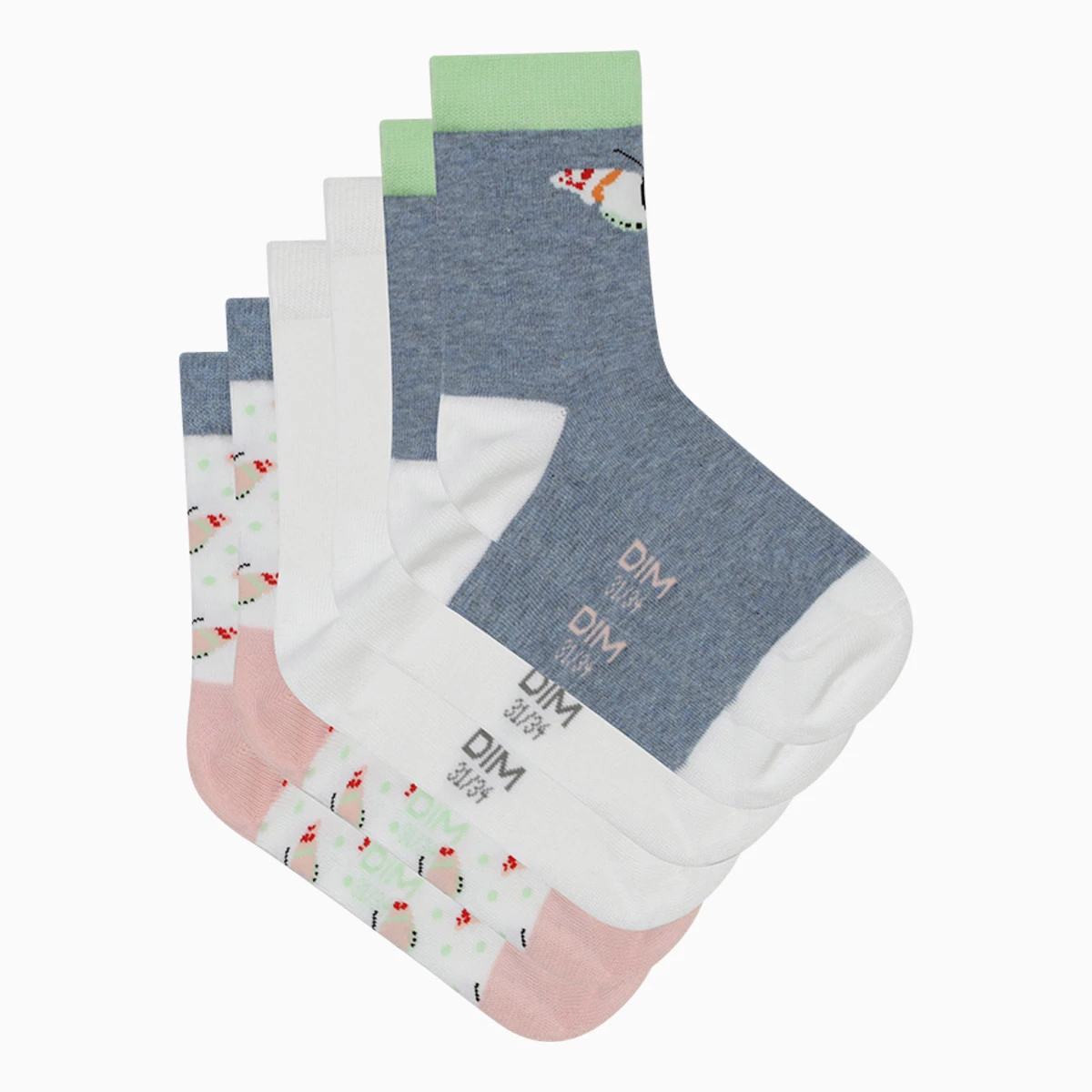 Lot De 3 Paires De Chaussettes Enfant Rose Motif Papillon Coton Style 5 Lot De 3 Paires De Chaussettes Enfant Rose Motif Papillon Coton Style â Image 3