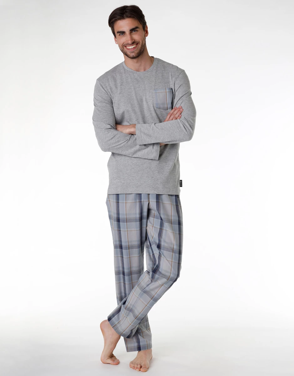 Pyjama Homme En Jersey De Coton, Gris Chiné 5 Pyjama Homme En Jersey De Coton, Gris Chiné – Image 3
