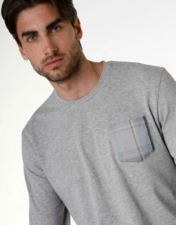 Pyjama Homme En Jersey De Coton, Gris Chiné