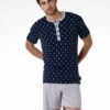 Pyjama Court Pour Homme 100% Coton, Imprimé Bleu Marine 2 Pyjama Court Pour Homme 100% Coton, Imprimé Bleu Marine -Offres DIM Boutique D0CSXPS ANF 01