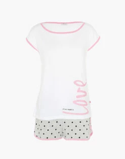 Pyjama Court Pour Femme En Jersey De Coton, Blanc Imprimé -Offres DIM Boutique D0CSZPS ASG 04