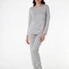 Pyjama Long Pour Femme En Jersey De Coton, Gris Chiné -Offres DIM Boutique D0CT1PS ANE 01