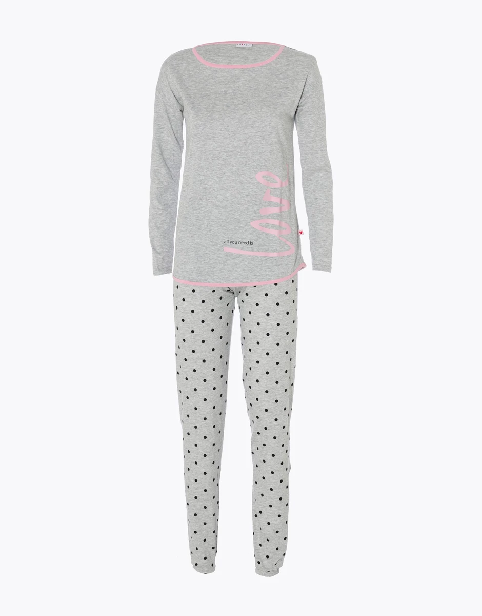 Pyjama Long Pour Femme En Jersey De Coton, Gris Chiné 6 Pyjama Long Pour Femme En Jersey De Coton, Gris Chiné – Image 4