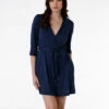 Robe De Chambre Pour Femme Avec Manches Trois-quarts En Jersey 100% Modal, Bleu -Offres DIM Boutique D0CTEP1 2JY 01