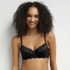 Soutien-gorge Emboitant à Armatures Dentelle Florale Noire Daily Glam