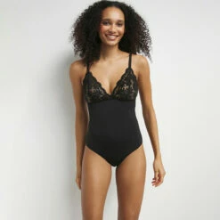 Body Femme Noir Seconde Peau En Dentelle Florale Daily Glam