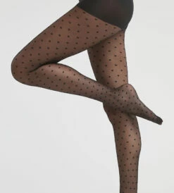 Collant Femme Voile Transparent à Cœurs Multiples Noir 19D Dim Style