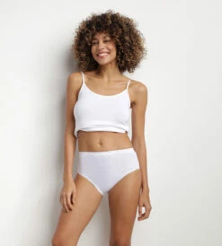 Lot De 2 Slips Blancs Femme Pur Coton Taille Haute -Offres DIM Boutique D34732E 0HY 03