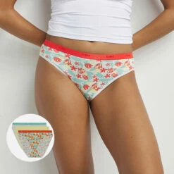 Lot De 3 Slips Femme Coton Stretch à Motifs Foulard Jaune Les Pockets