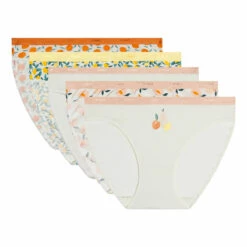Lot De 5 Slips Femme Coton Stretch Motifs Fruits Ivoire Les Pockets -Offres DIM Boutique D4C17P5 AAX 05