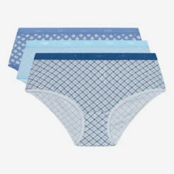 Lot De 3 Shorties Coton Stretch à Motifs Géométriques Bleu Les Pockets -Offres DIM Boutique D4C20P3 AL3 05