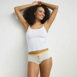 Lot De 5 Shorties Coton Beige Motifs Féministes Camille H Les Pockets -Offres DIM Boutique D4C20P5 ALC 03