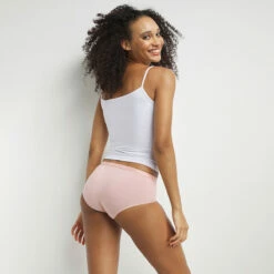 Lot De 3 Shorties Femme En Coton Violet Beige Blanc Les Pockets EcoDim -Offres DIM Boutique D4H01P3 ALM 04