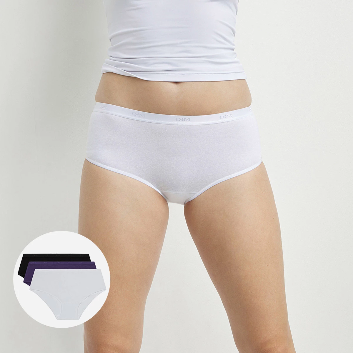 Lot De 3 Shorties Femme En Coton Blanc Violet Noir Les Pockets EcoDim 3 Lot De 3 Shorties Femme En Coton Blanc Violet Noir Les Pockets EcoDim