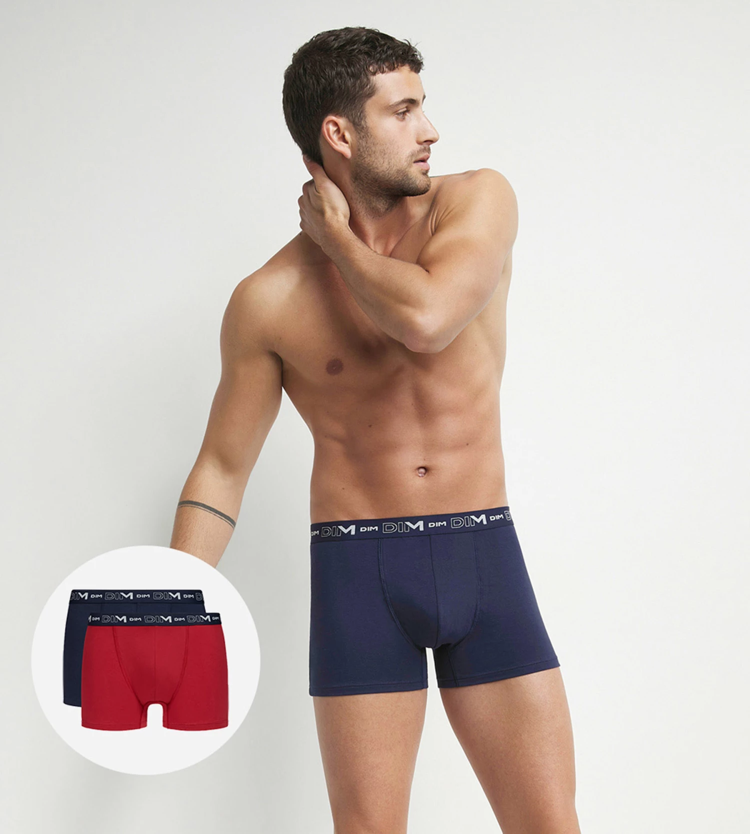 Lot De 2 Boxers Homme Bleu Rouge Ceinture Graphique Dim Coton Stretch 3 Lot De 2 Boxers Homme Bleu Rouge Ceinture Graphique Dim Coton Stretch