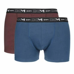 Lot De 2 Boxers Pour Homme Bleu Et Rouge Coton Stretch -Offres DIM Boutique D6596T2 A40 02