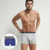 Lot De 2 Boxers Homme Bleu Quartz Dim Coton Stretch -Offres DIM Boutique D6596T2 AK8 01