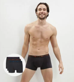 Lot De 3 Boxers Noirs Ceintures Colorées Coton Stretch -Offres DIM Boutique D6596T3 5HZ 01 1