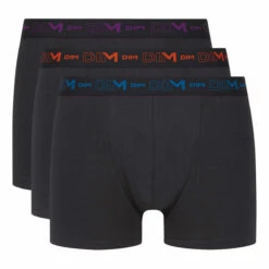 Lot De 3 Boxers Noirs Ceintures Colorées Coton Stretch -Offres DIM Boutique D6596T3 5HZ 02
