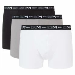 Lot De 3 Boxers Noir, Gris Et Blanc Homme En Coton Stretch -Offres DIM Boutique D6596T3 788 02