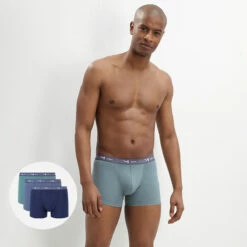 Lot De 3 Boxers Bleu Denim Bleu Orage Vert Palme Coton Stretch 7 Lot De 3 Boxers Bleu Denim Bleu Orage Vert Palme Coton Stretch -Offres DIM Boutique D6596T3 95V 01 1
